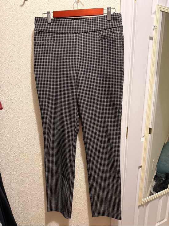 Kim Rogers Pants - Kim Rogers Black & White Checked Slim Dress Stretchy Pull On Pants